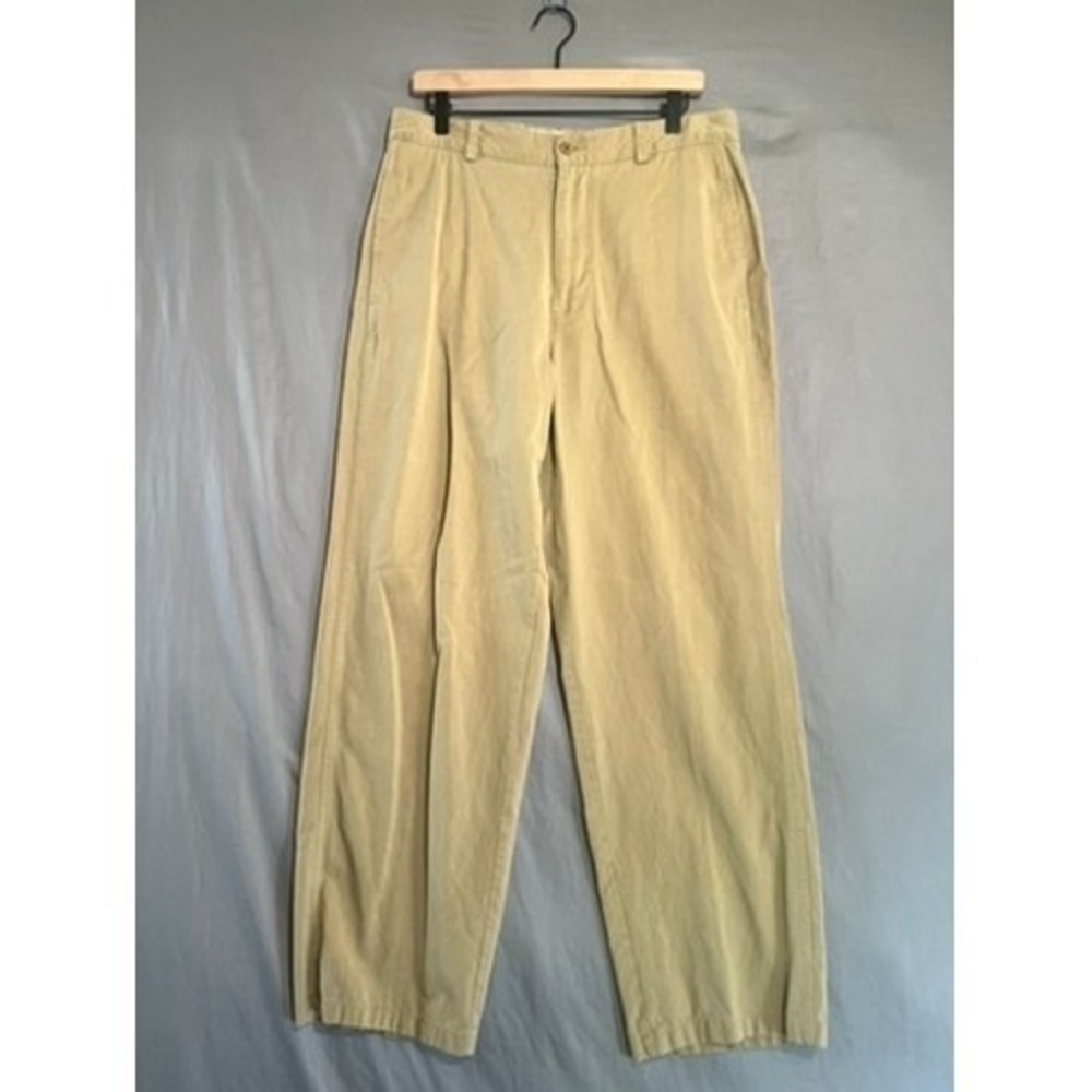 Vintage 90s Tommy Bahama Mens Khaki Chino Pants 34/30 Tencel Cotton Straight Leg
